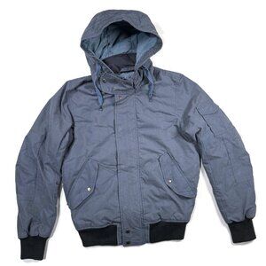 L.O.G.G Label of Graded Goods Jacket Mens Small Blue Hooded H&M Winter Puffer